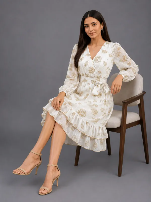 White_Polyester_Short_Dress_For_Women