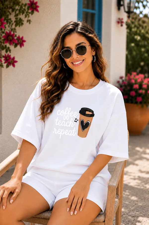 White_Oversized_T-Shirt_And_Shorts_Set_For_Women