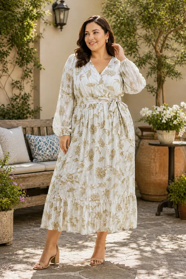 Off_White_Polyester_Long_Dress_For_Women