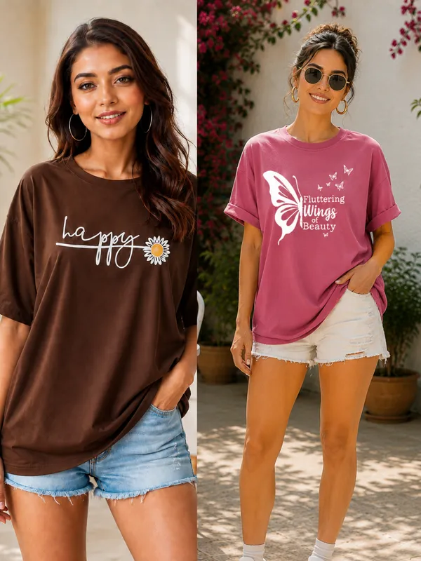Brown_And_Pink_Oversized_Graphic_T-Shirts_for_Women
