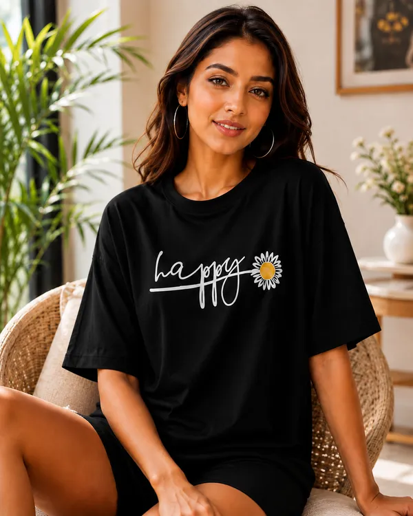 Black_Relaxed_Fit_T-Shirt_And_Shorts_Set_For_Women