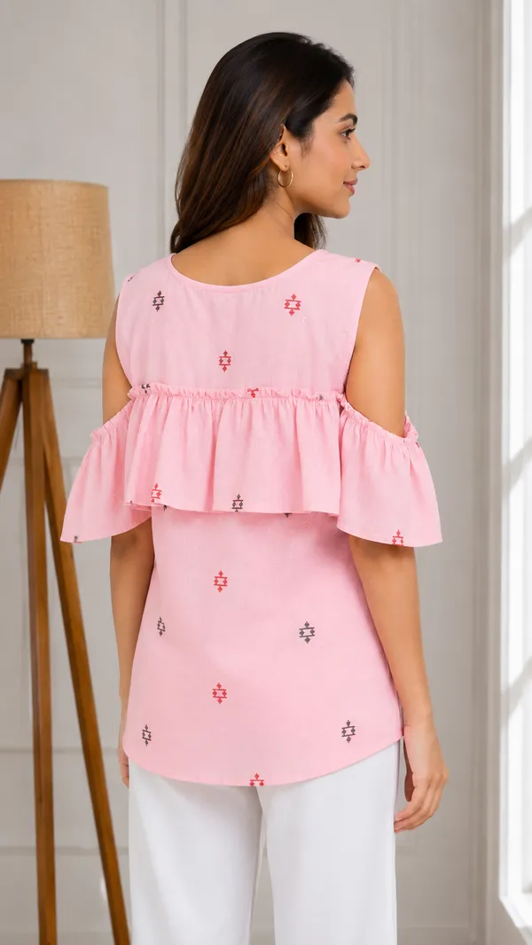 Pink_Printed_Cold_Shoulder_Top_for_Women