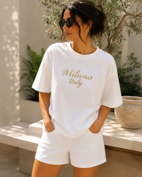 White_Casual_T-Shirt_And_Shorts_Co-Ord_Set_For_Women