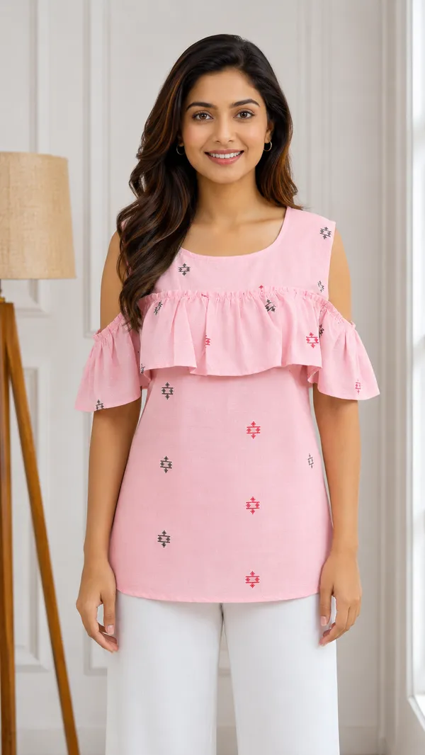 Pink_Printed_Cold_Shoulder_Top_for_Women