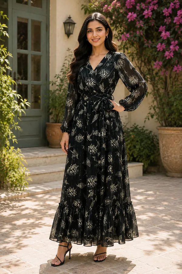 Black_Polyester_Long_Dress_For_Women