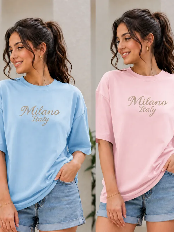 Blue_And_Pink_Relaxed_Fit_T-Shirt_for_Women