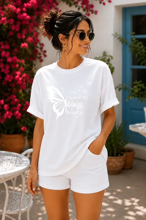 White_Relaxed_Fit_T-Shirt_And_Shorts_Lounge_Set_for_Women