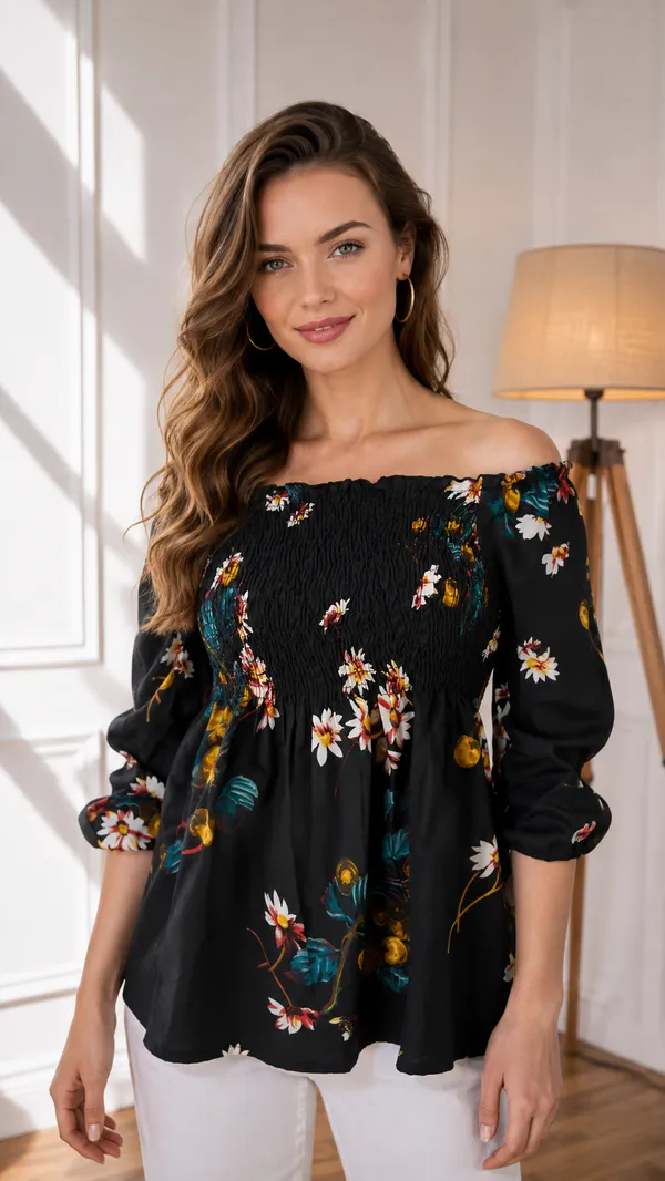 Black_Floral_Off_Shoulder_Top_for_Women