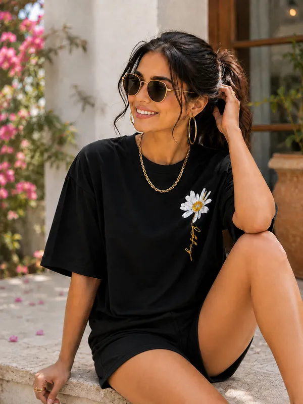 Black_Casual_T-Shirt_Shorts_Co-Ord_Set_for_Women