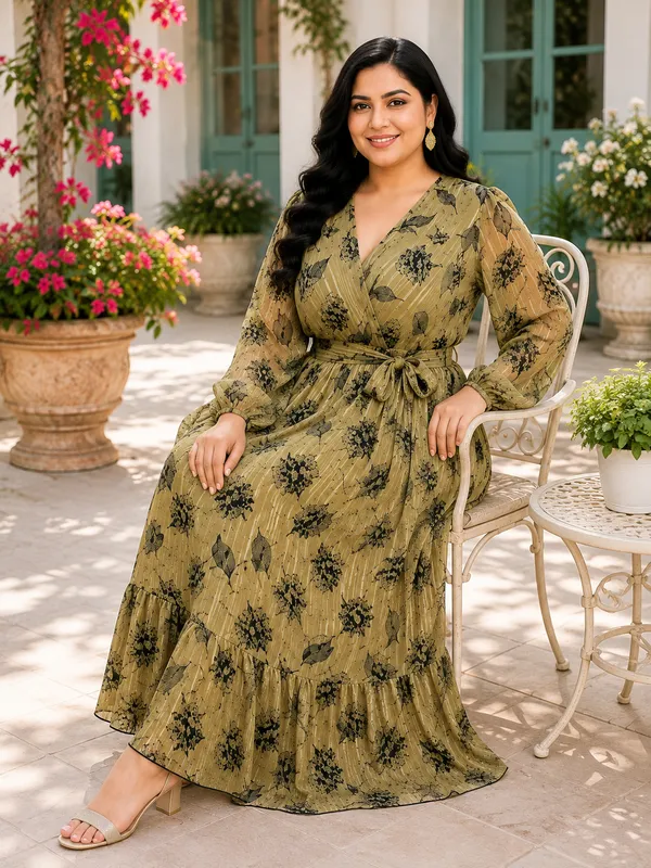 Green_Polyester_Long_Dress_For_Women