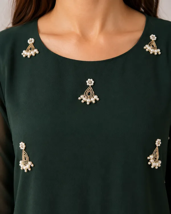 Green_Sheer_Sleeve_Embellished_Top_for_Women
