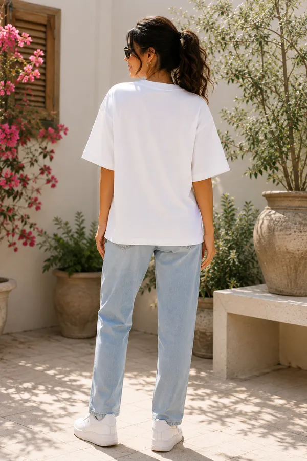 White_Casual_Fit_T-Shirt_for_Women