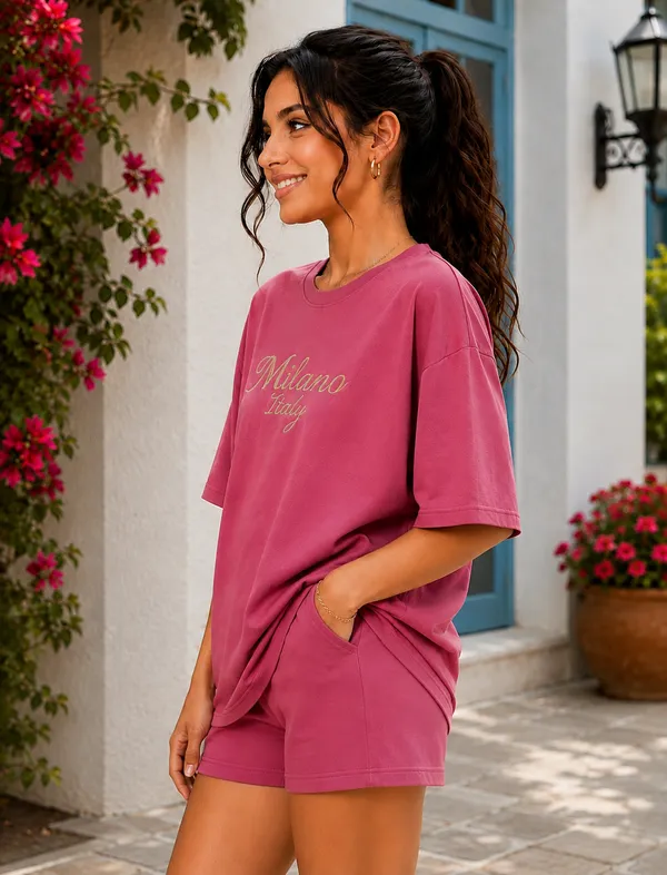Pink_Oversized_T-Shirt_And_Shorts_Lounge_Set_For_Women