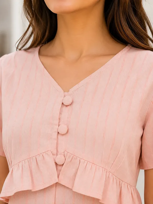 Peach_Ruffle_Hem_Button_Front_Top_for_Women