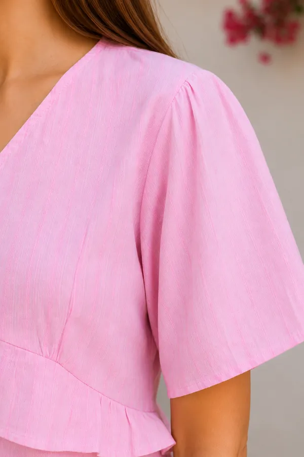 Pink_Textured_Short_Sleeve_Peplum_Top_for_Women