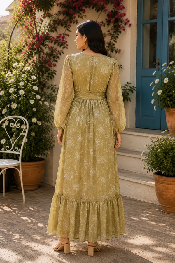 Green_Polyester_Long_Dress_For_Women