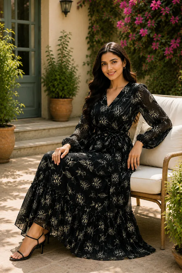Black_Polyester_Long_Dress_For_Women