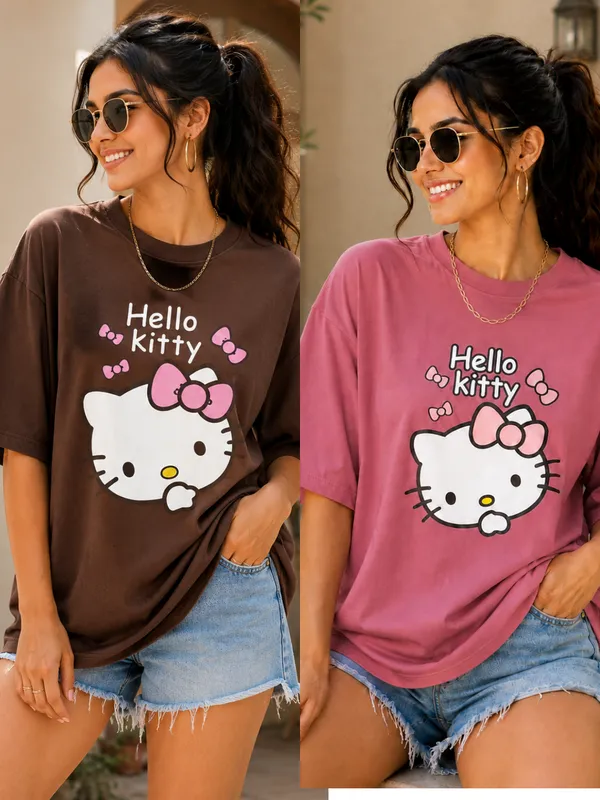 Pink_Brown_Oversized_Hello_Kitty_T-Shirt_for_Women