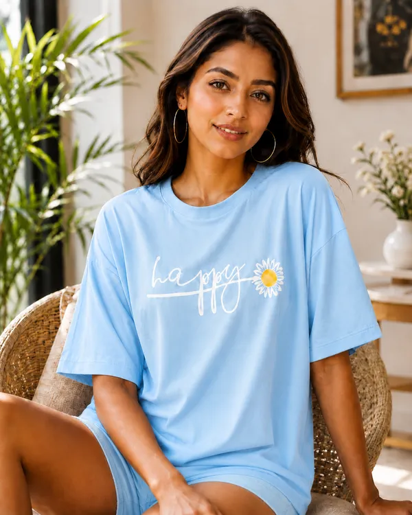 Blue_Oversized_Top_And_Shorts_Sleepwear_Set_For_Women