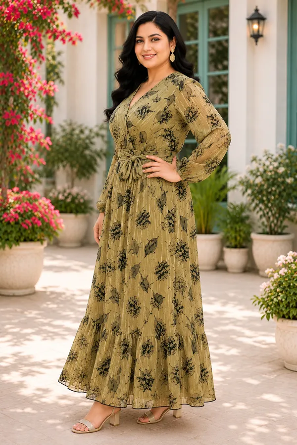 Green_Polyester_Long_Dress_For_Women