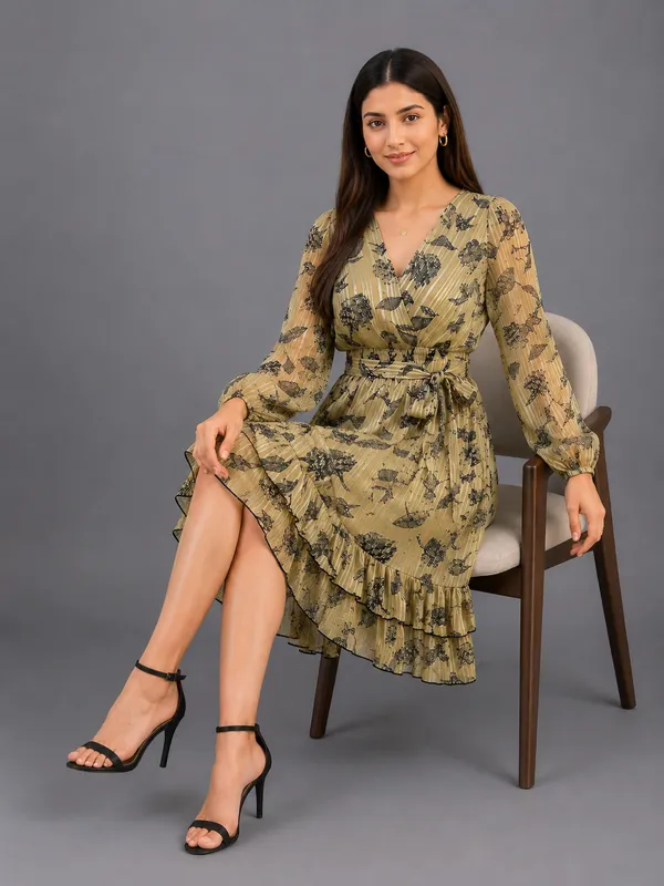 Green_Polyester_Short_Dress_For_Women