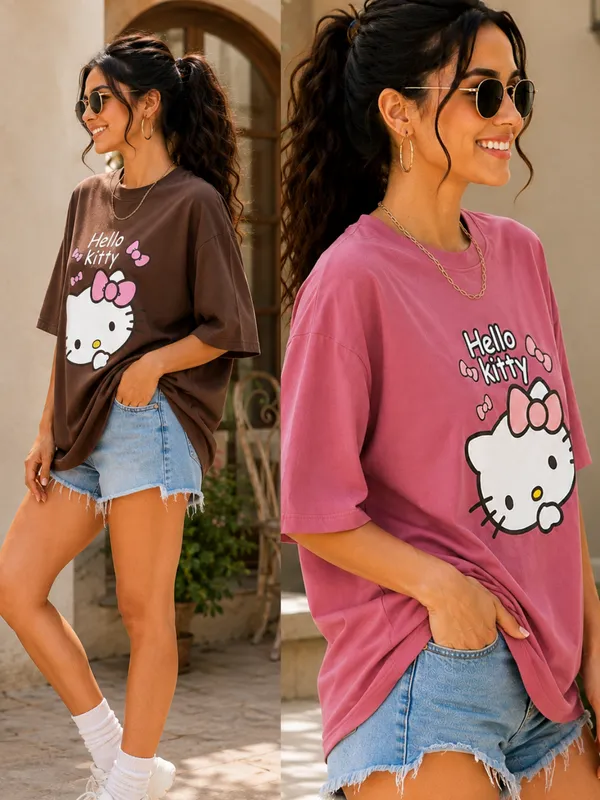 Pink_Brown_Oversized_Hello_Kitty_T-Shirt_for_Women