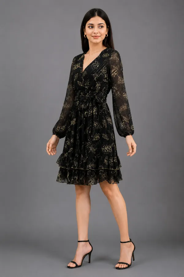 Black_Polyester_Short_Dress_For_Women