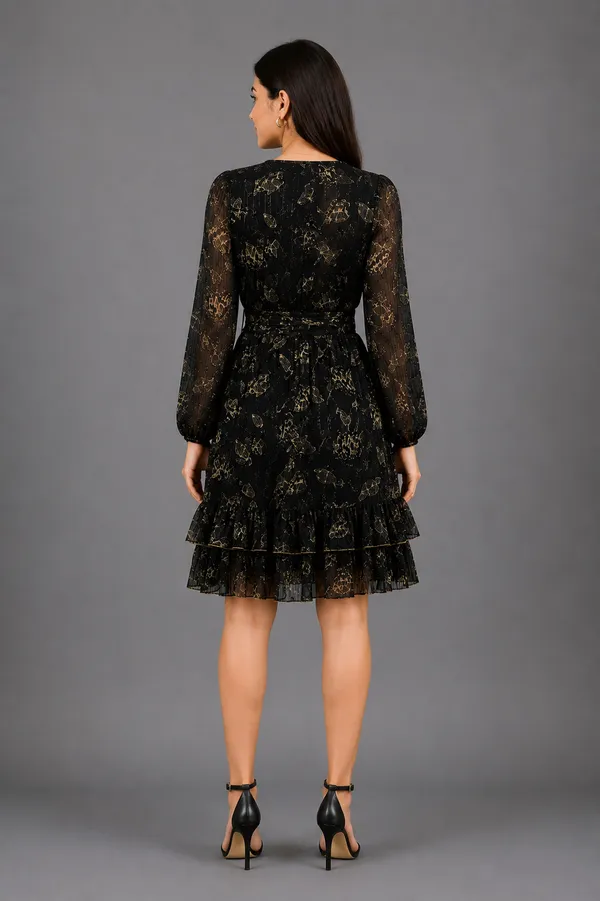 Black_Polyester_Short_Dress_For_Women