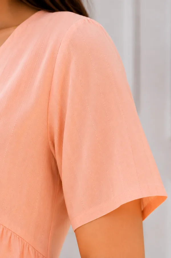 Peach_Ruffle_Hem_Button_Front_Top_for_Women