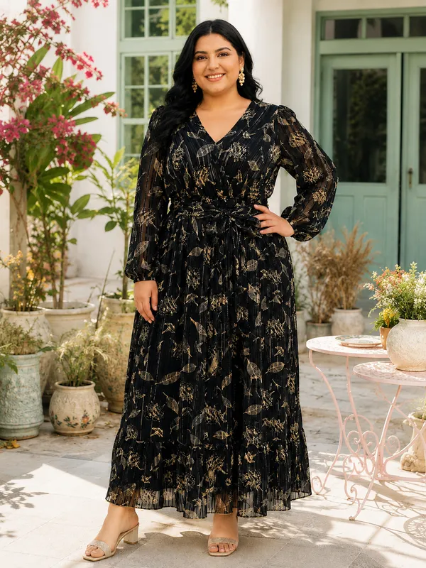 Black_Polyester_Long_Dress_For_Women