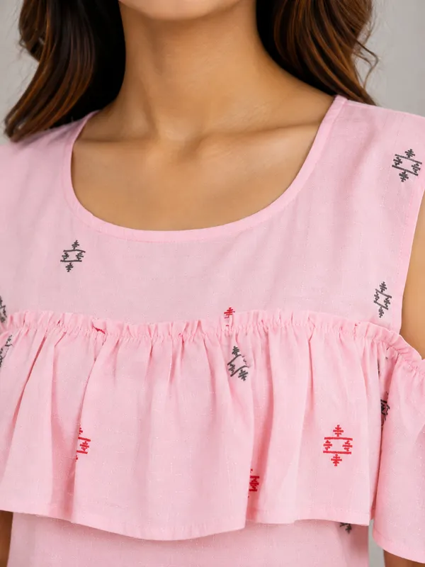 Pink_Printed_Cold_Shoulder_Top_for_Women