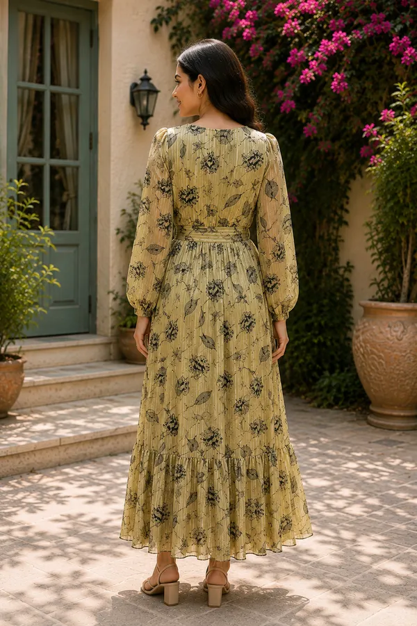 Green_Polyester_Long_Dress_For_Women