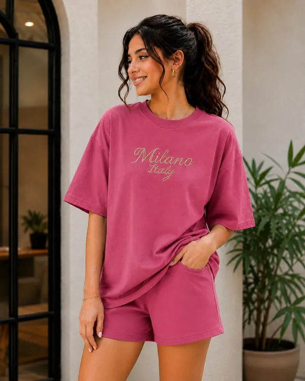 Pink_Oversized_T-Shirt_And_Shorts_Lounge_Set_For_Women