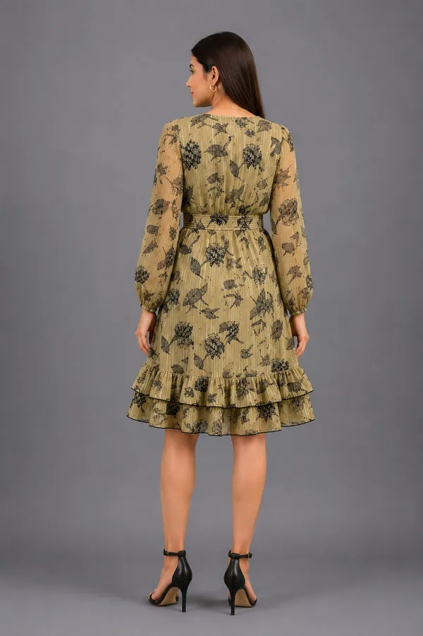 Green_Polyester_Short_Dress_For_Women
