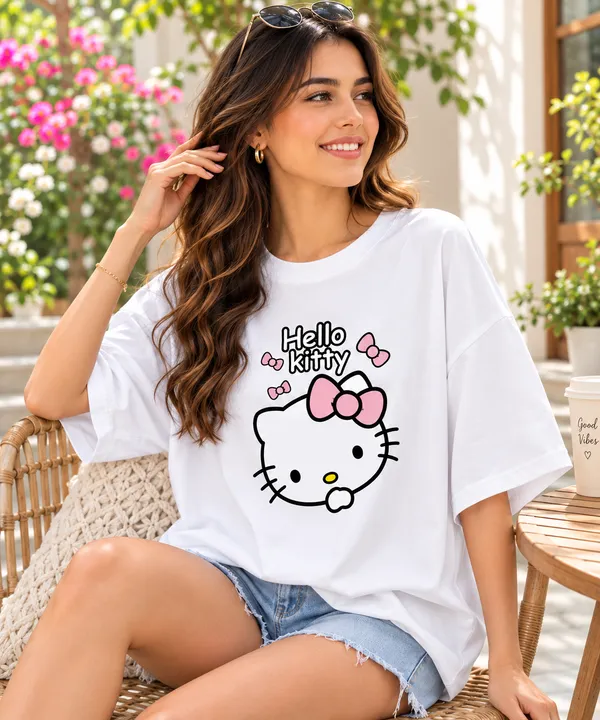 White_Oversized_Hello_Kitty_Graphic_T-Shirt_for_Women
