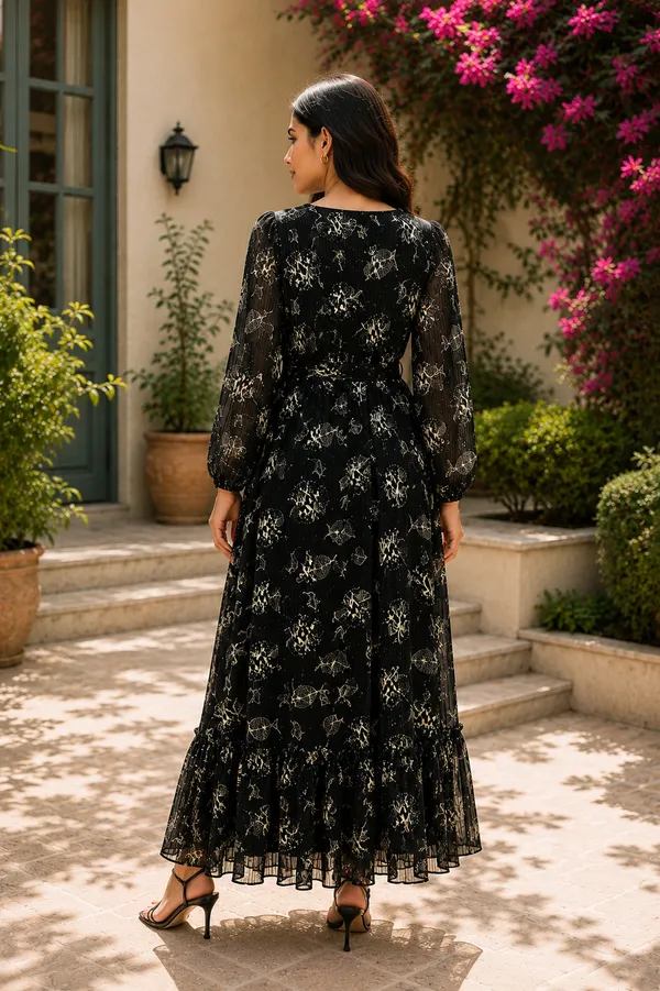 Black_Polyester_Long_Dress_For_Women