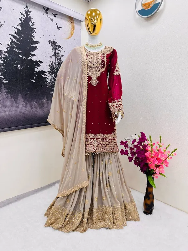 Maroon_Embroidered_Kurta_Sharara_Set_for_Women