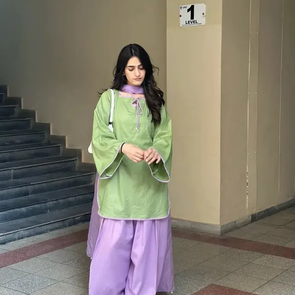 Green_And_Lavender_Kurta_Set_For_Women
