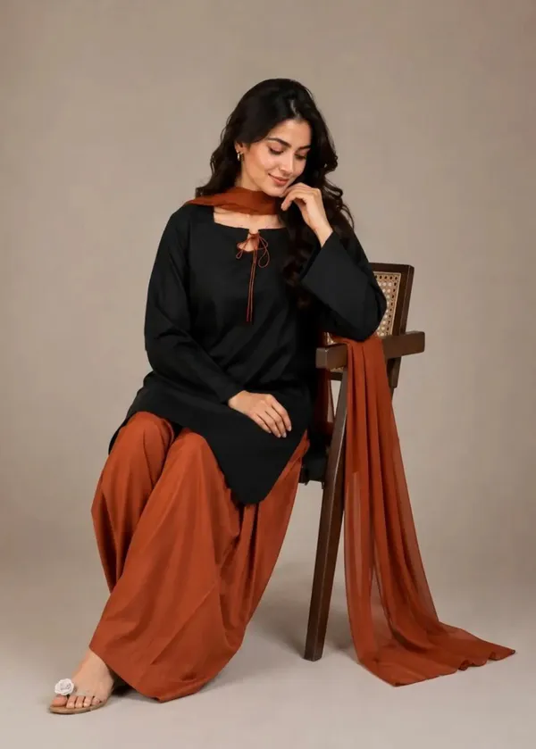 Black_And_Rust_Ethnic_Kurta_Palazzo_Set_For_Women