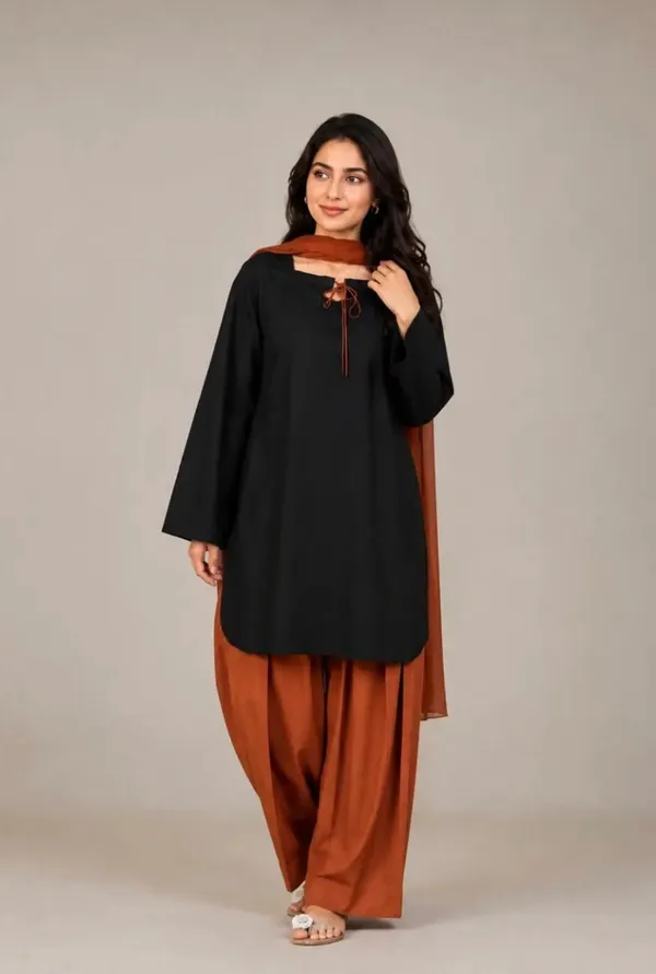 Black_And_Rust_Ethnic_Kurta_Palazzo_Set_For_Women