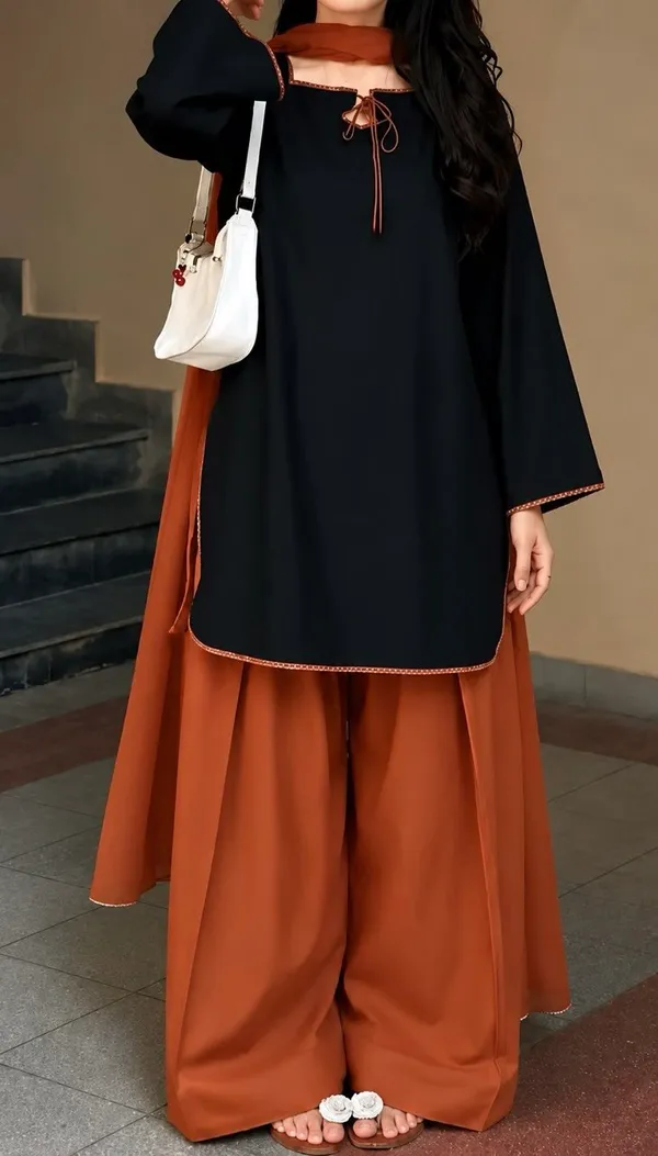 Black_And_Rust_Ethnic_Kurta_Palazzo_Set_For_Women