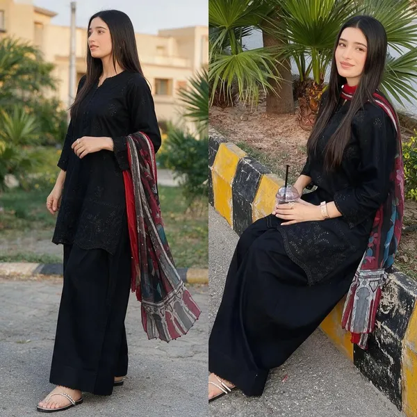 Black_Embroidered_Kurta_Set_For_Women