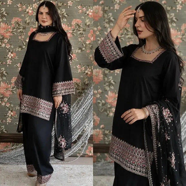Black_Embroidered_Three_Piece_Suit_Set_for_Women