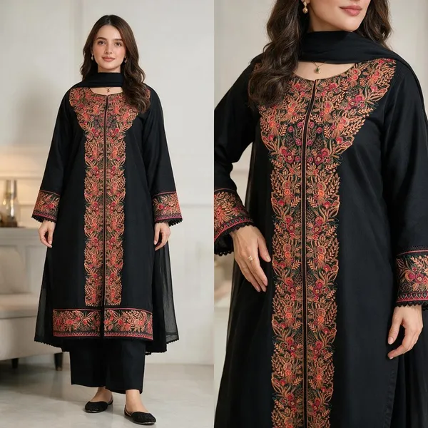 Black_Embroidered_Kurta_Pant_Set_for_Women