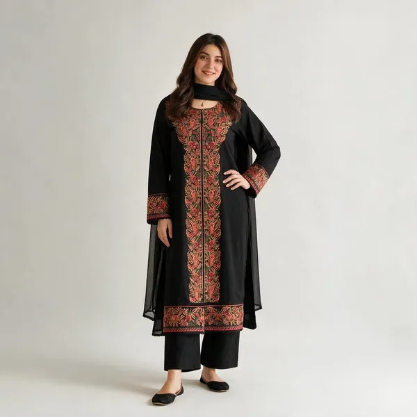 Black_Embroidered_Kurta_Pant_Set_for_Women