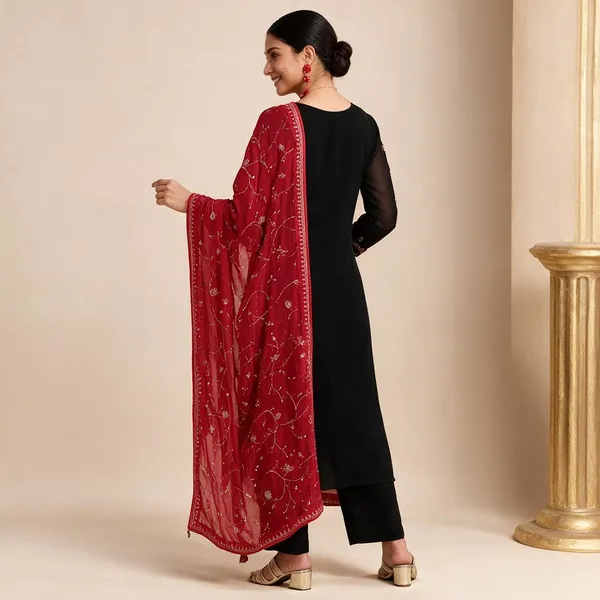 Black_Embroidered_Ethnic_Kurta_Set_For_Women