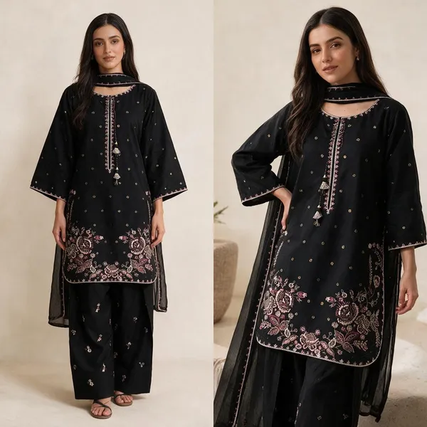 Black_Printed_Straight_Kurta_Set_For_Women