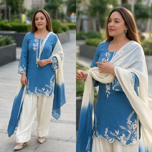 Blue_Floral_Kurta_Palazzo_Set_For_Women