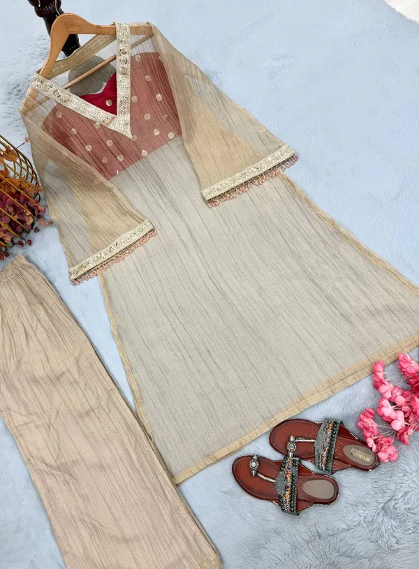 Beige_Textured_Straight_Kurta_Set_for_Women
