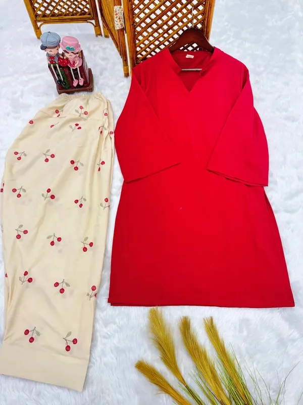 Red_Solid_Kurta_Set_for_Women